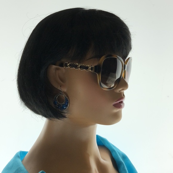 Oleg Cassini Big Round Tortoise Shell Frame And Arm Tan Tint - Picture 3 of 7